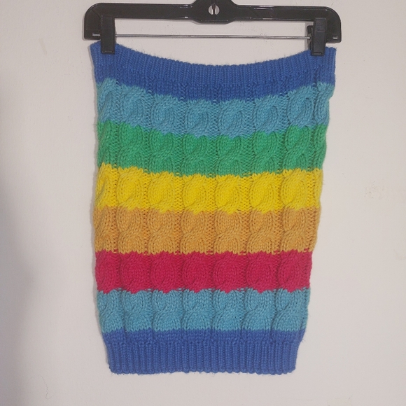 Cat & Jack Girls Rainbow Striped Cowl Cable Knit Scarf Neck Warmer One Size - Picture 1 of 10